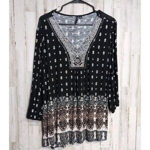 New Directions XL Top NWT Black Multicolor Geometric Business Casual Church